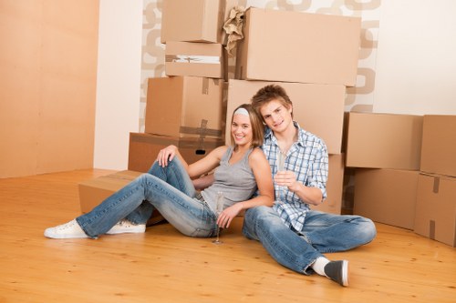Packed boxes and protected furniture ready for same day removals in Belgravia