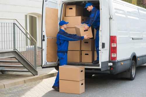 Professional moving truck parked near elegant Belgravia homes