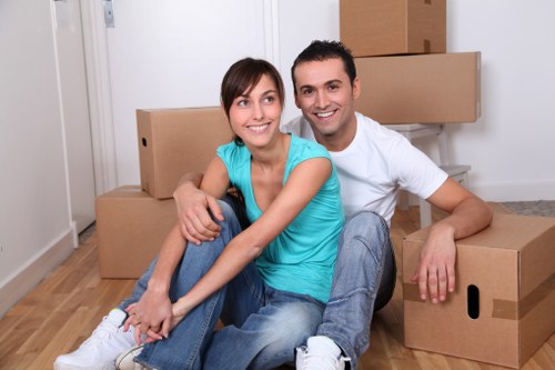 Packed boxes and protective materials prepared for a Belgravia house move